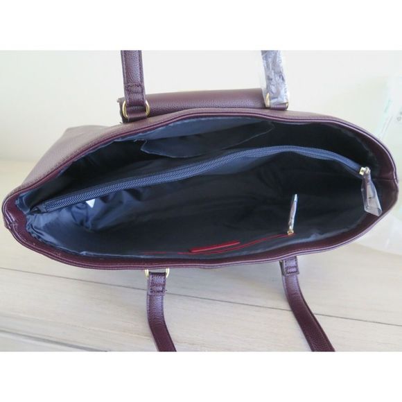 Tommy Hilfiger 69J5211 601 Burgundy Pebbled PU Leather Tote Bag $128 - Picture 10 of 10